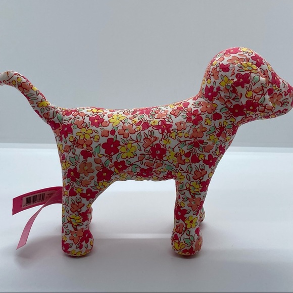 NWT Victoria's Secret PINK Collectable Display Floral Print Stuffed Plush Dog - Picture 5 of 8